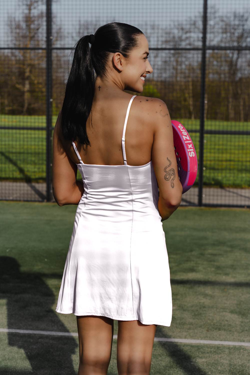 SIA pink dress with straps - Six Zero padel