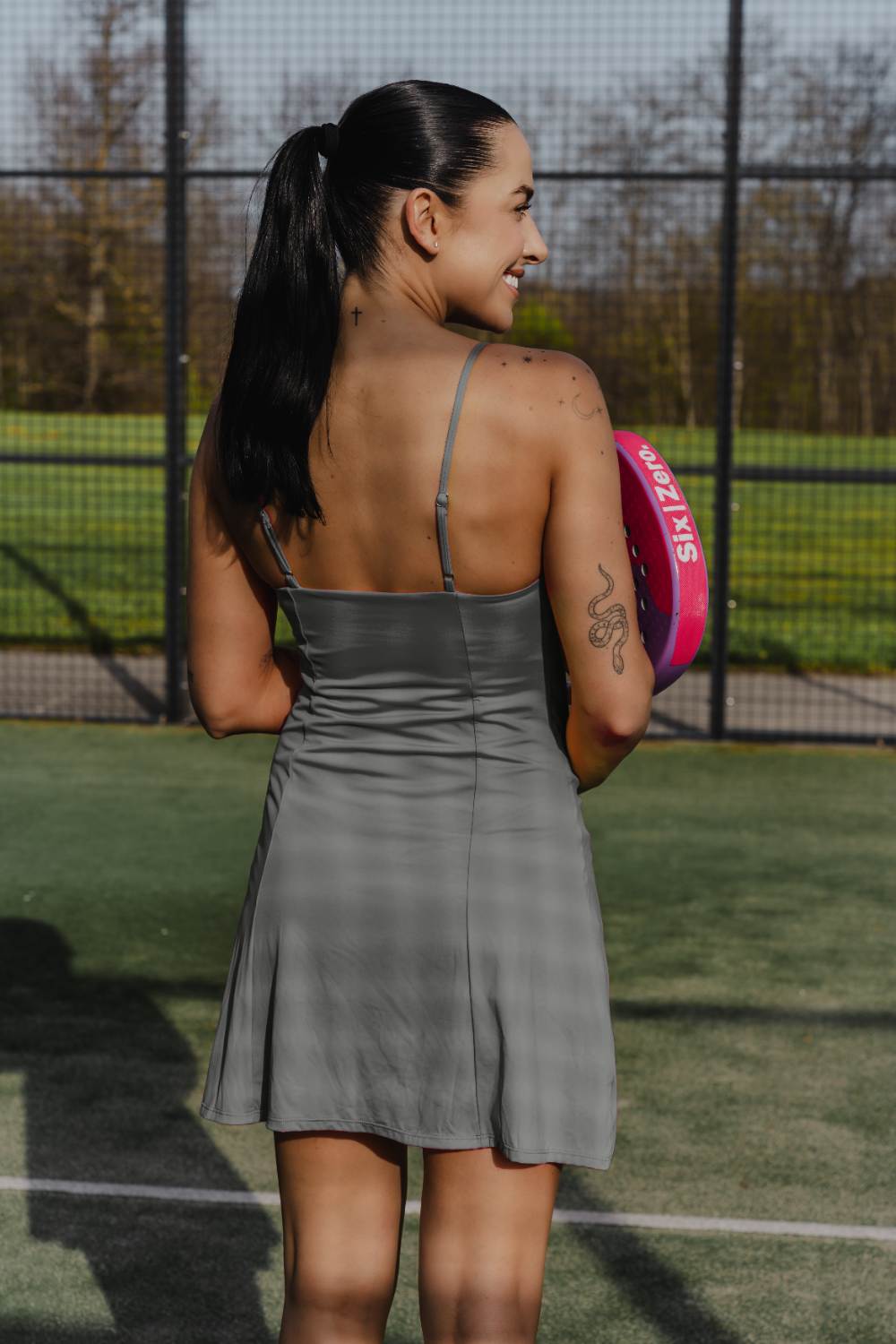 SIA pink dress with straps - Six Zero padel
