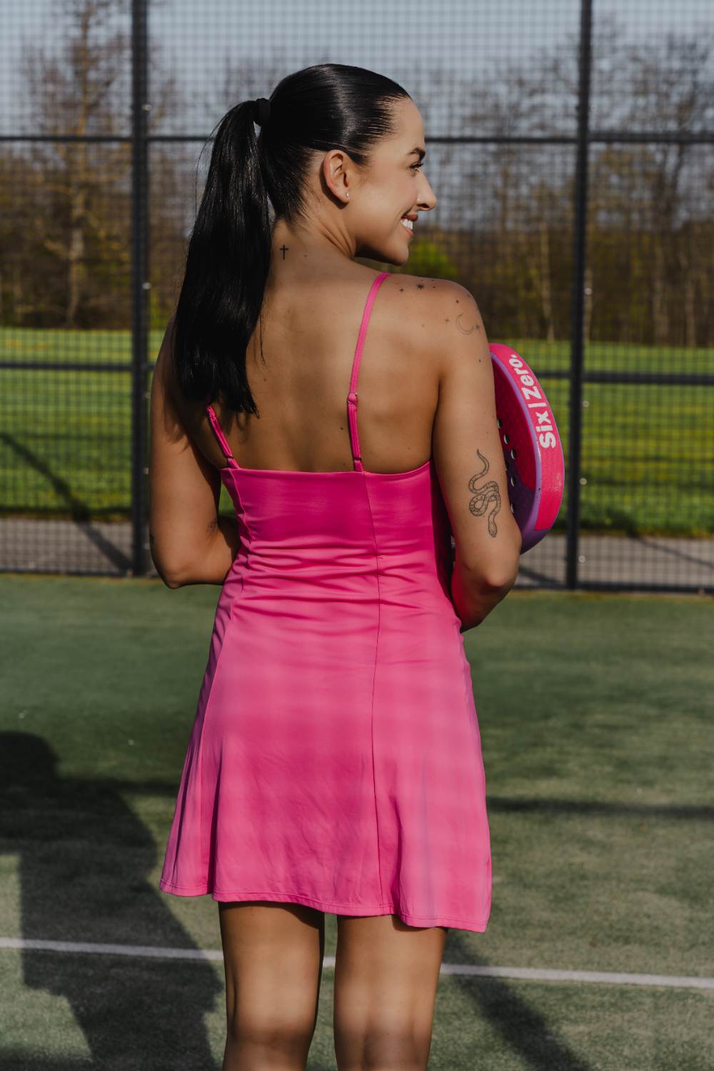 SIA pink dress with straps - Six Zero padel