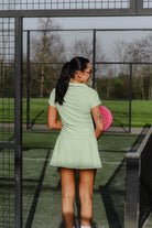 TINA black polo t-shirt & skirt set (light material) - Six Zero padel