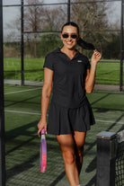 TINA black polo t-shirt & skirt set (light material) - Six Zero padel