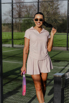 TINA black polo t-shirt & skirt set (light material) - Six Zero padel