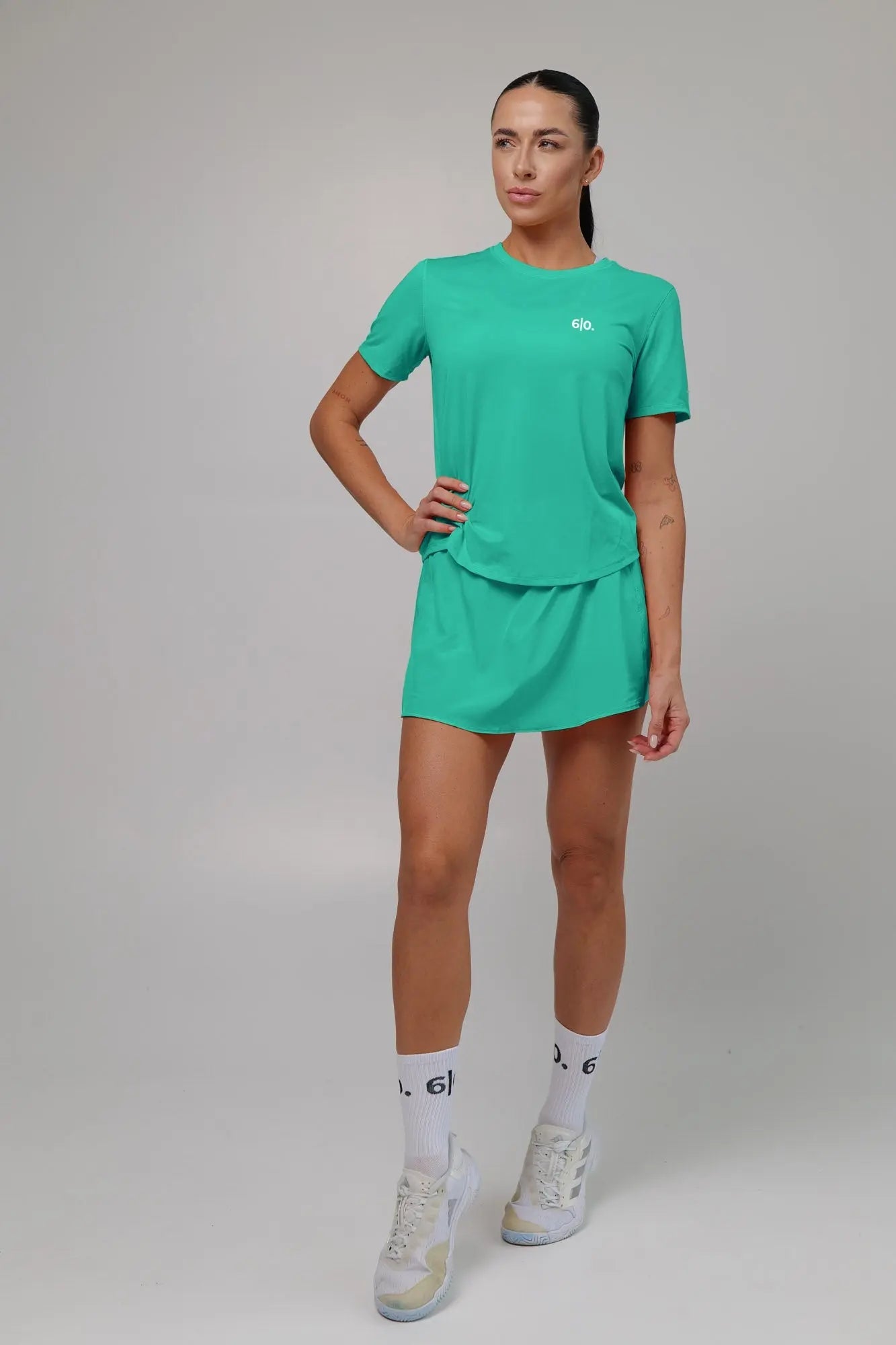 White Light material shirt and skirt set (without bra) - Six Zero padel