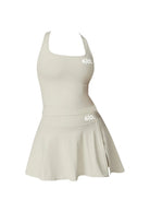 White soft material top and skirt set - Six Zero padel